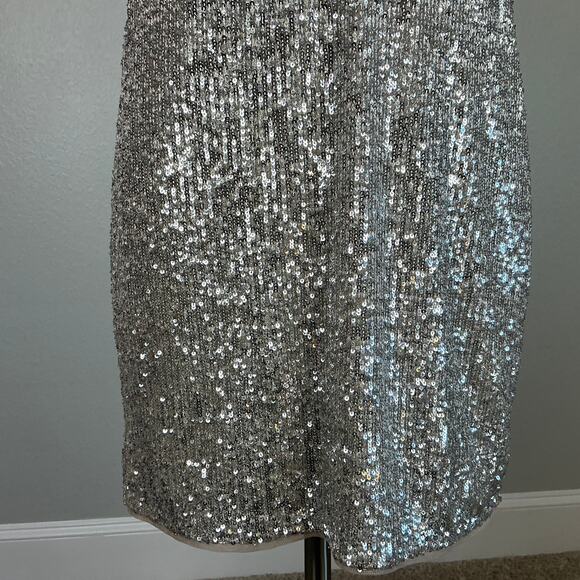 Aidan Mattox Sequined Backless Mini Sheath Cocktail Party Dress Gold Size 10 - Picture 9 of 13